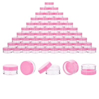 60Pcs 3 Gram Plastic Cosmetic Containers with Lids for Lotion Creams Toners Lip Balms Makeup Samples Jars BPA free (3g-60pcs pink)