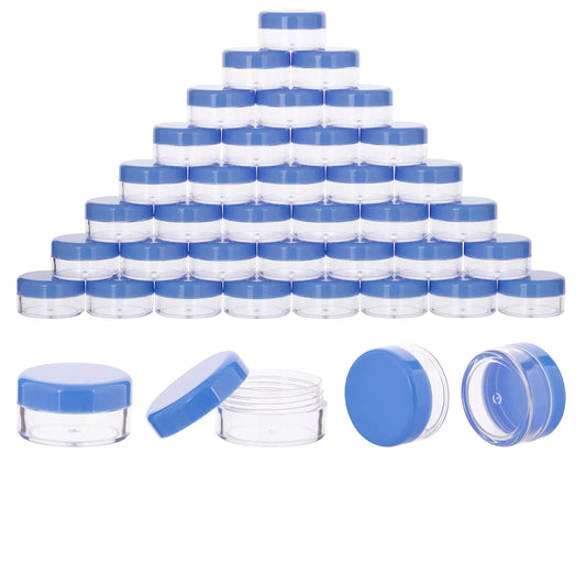 40Pcs 10 Gram Plastic Cosmetic Containers with Lids for Lotion Creams Toners Lip Balms Makeup Samples Jars BPA free (10g-40pcs blue)